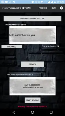 CustomizedBulkSMS android App screenshot 0